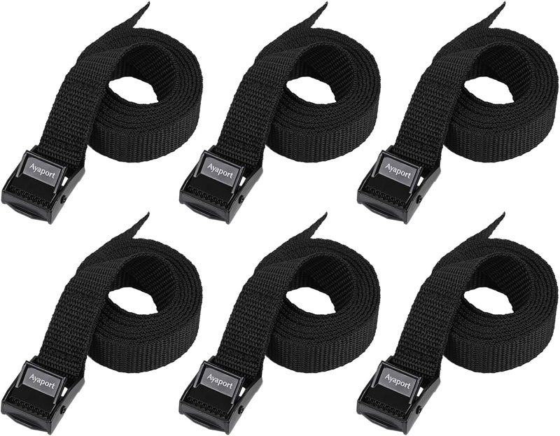Ayaport Lashing Strap Tie Down Straps with Adjustable Cam Buckle Nylon Cinch Strap for Packing Cargo, Bike, Luggage Black 6 Pcs (Black, 0.75"x 24") - Image 1